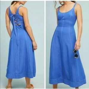 Anthropologie Maeve blue corset dress